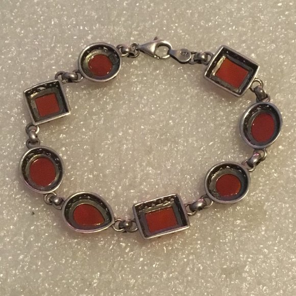 Gorgeous and vintage sterling silver carnelian stone bracelet - Picture 3 of 12
